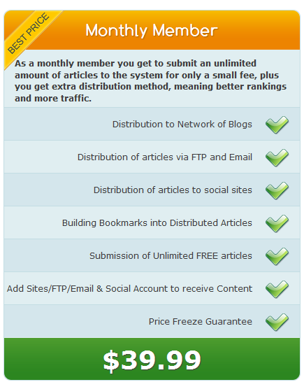 ArticleRanks Monthly Member Fee