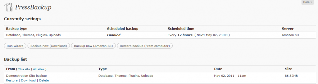 PressBackup Screenshot